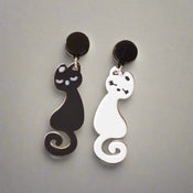 Lovely Asymmetrical White Black Acrylic Lovers Cat Creative Earrings Animal Stud-0 width=100 