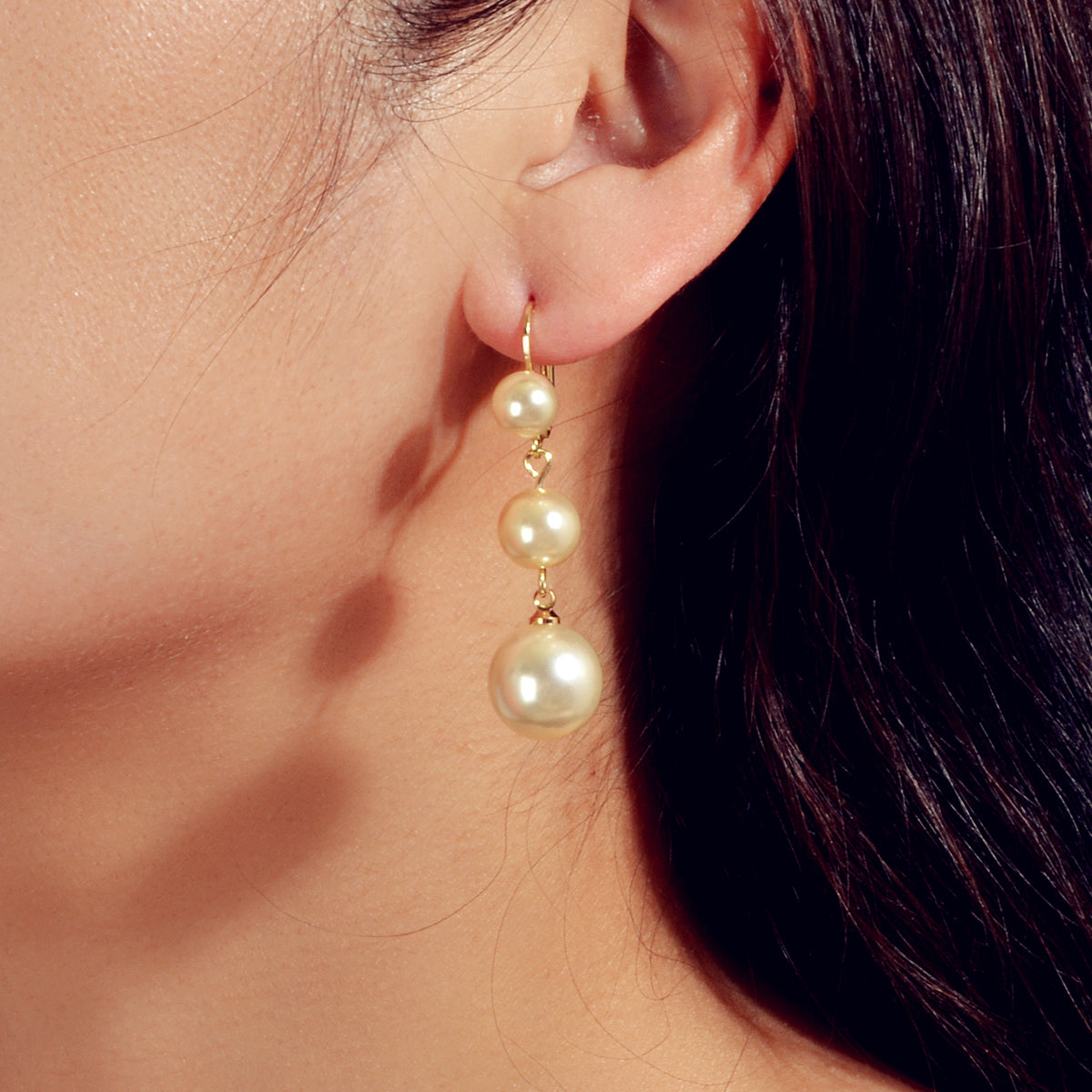 Faux Pearl Long Dangle Hoop Textured Earrings Wedding Party Retro Jewellery Gift-0