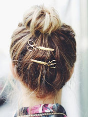 1pc Punk Gold Silver Scissors Hair Clips Barrette Women Fashion Hair Accessories-0 width=100 