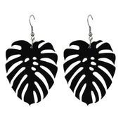 Black Acrylic Leaf Chunky Dangle Holiday Earrings Girls Designer Stylish Jewelry-1 width=100 