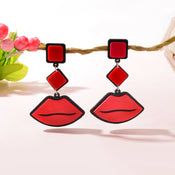 Playful Red Lips Pendant Long Stud Earrings Teenager's Expressive Fun Jewellery-0 width=100 