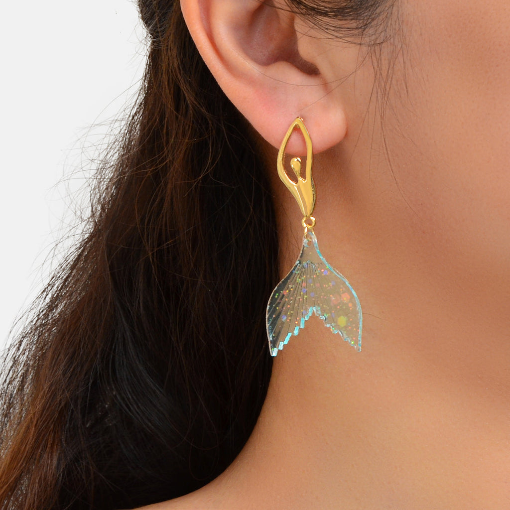 Graceful Mermaid Dancer Earrings Whimsical Fashion Design Stud Jewellery Gift-0