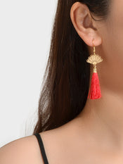 Ethnic Traditional Gold Sector Tassel Dangle Pendant Earrings American Jewellery-4 width=100 