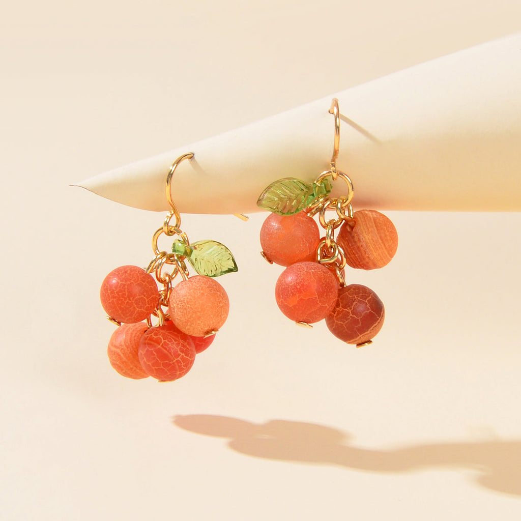 Fruit Jewellery Red Ball Charm Grape Dangle Earrings Best Friends Funny Gifts-0