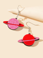 Party Decoration Women Red Resin Acrylic Planet Dangle Earrings Ear Jewellery-0 width=100 