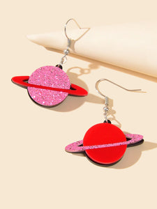 Party Decoration Women Red Resin Acrylic Planet Dangle Earrings Ear Jewellery-0