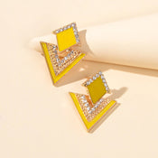 Costume Jewellery Rhinestone Enamel Triangle Geometric Stud Bridal Earrings Gift-5 width=100 
