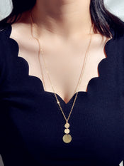 Unique Gold Chain Geometric Round Disc Minimalist Charm Necklace Trendy Jewelry-0 width=100 