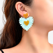 Sweet Holiday Acrylic Purple Flower Heart Earrings Valentine's Day Gift Jewelry-4 width=100 