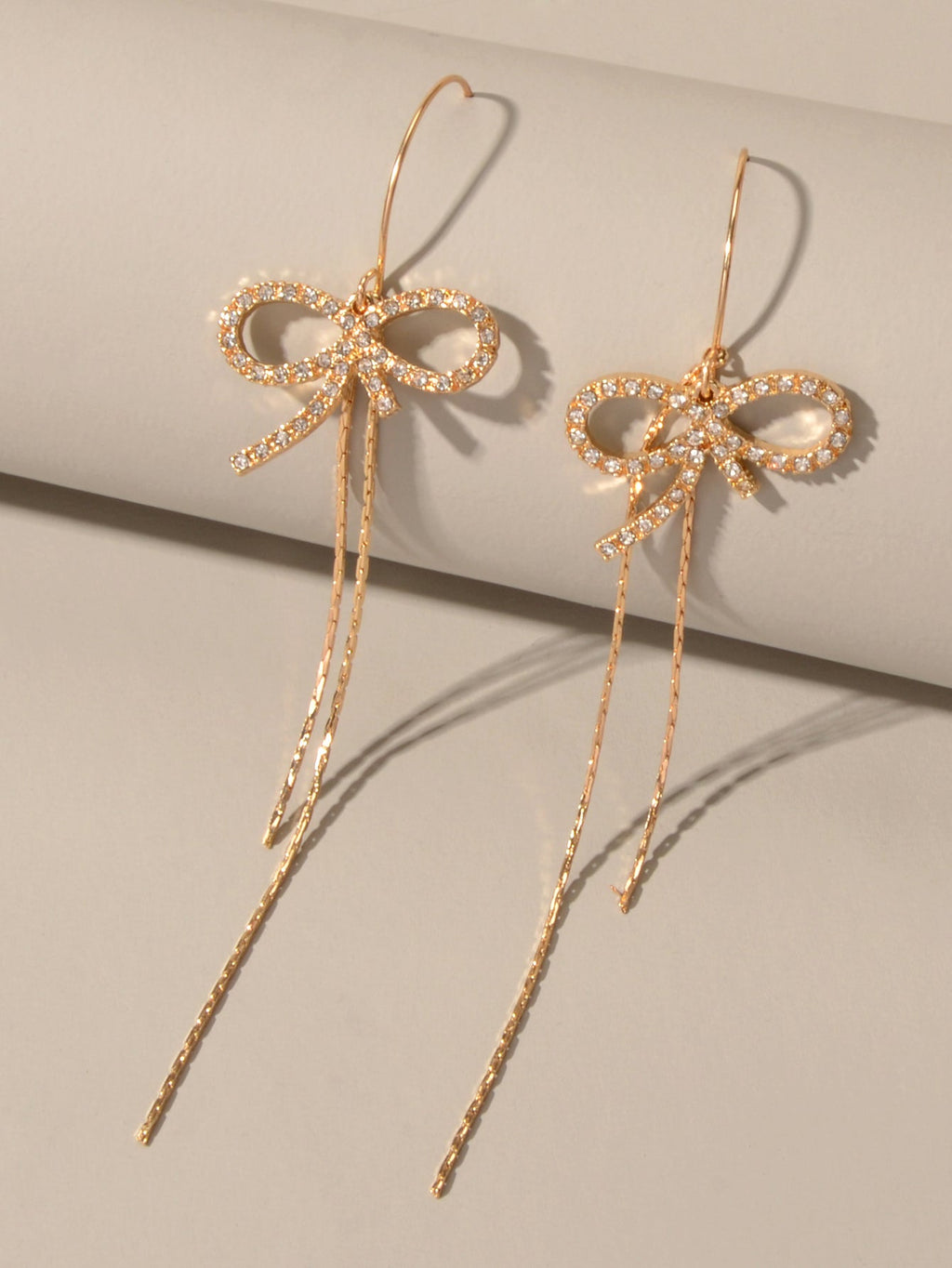 Trendy Female Jewellery Rhinestone Long Chain Bowknot Pendant Earrings for Women-0