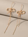 Trendy Female Jewellery Rhinestone Long Chain Bowknot Pendant Earrings for Women-0