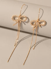 Trendy Female Jewellery Rhinestone Long Chain Bowknot Pendant Earrings for Women-0 width=100 