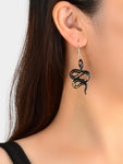 Punk Hip Hop Style Jewelry Black Resin Snake Dangle Statement Earrings for Women-0