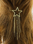 Gold Star Long Chain Tassel Hairgrips Wedding Party Hair Clips Hair Barrettes-0