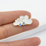 White Cloud Blue Raindrop Enamel Lapel Pin Brooch Backpack Badge Jewellery Gift-0 width=100 