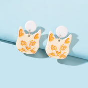 Party Jewellery Gift Black Beige Acrylic Dangle Cute Animal Cartoon Cat Earrings-4 width=100 