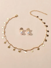 Perfect Wedding Engagement Jewellery set Star Charm Necklace Pearl Stud Earrings-0 width=100 
