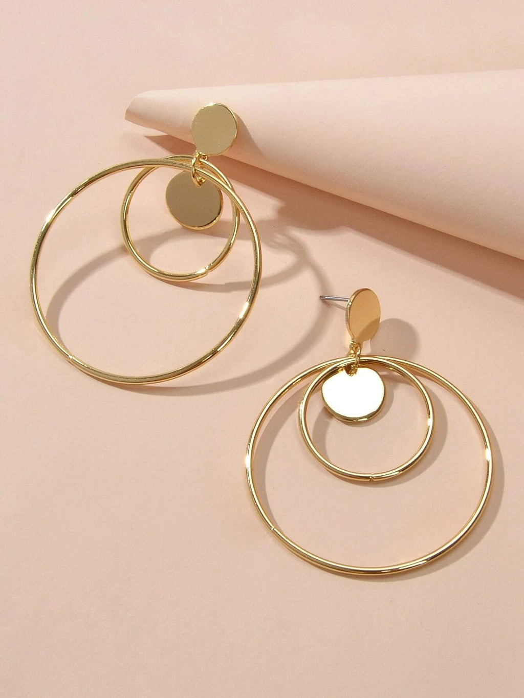 Fashion Gold Silver Circle Disc Charm Dangle Hoop Earrings Stunning Accessories-0
