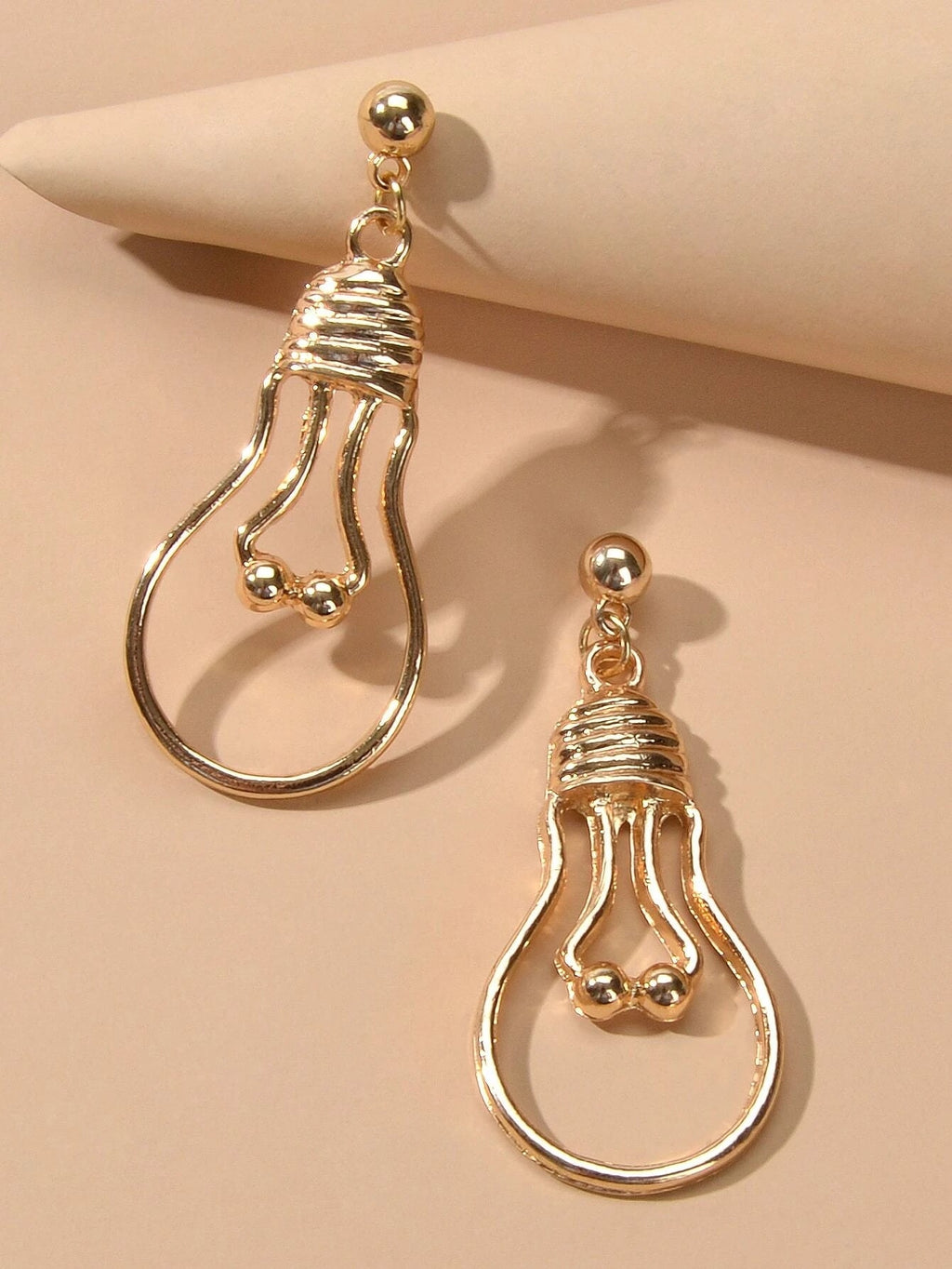 Punk Jewelry Gold Silver Metal Light Bulb Drop Statement Stunning Stud Earrings-0