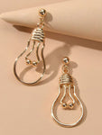 Punk Jewelry Gold Silver Metal Light Bulb Drop Statement Stunning Stud Earrings-0