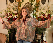 "Courage Dear Heart" Fleece Cottage Cardigan Kimono Jacket width=100 