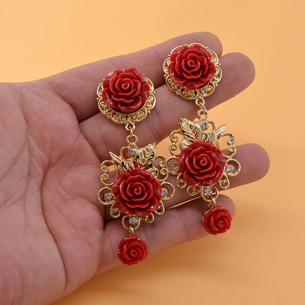 Crimson Bloom Earrings