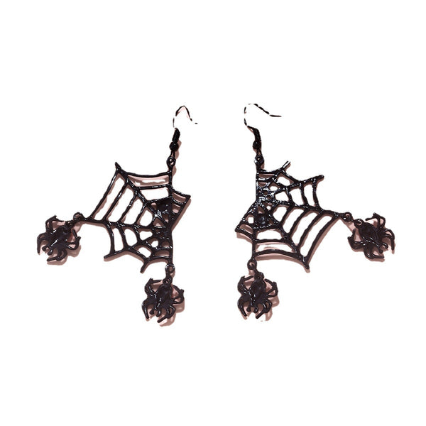 Dual Spiders and Web Earrings