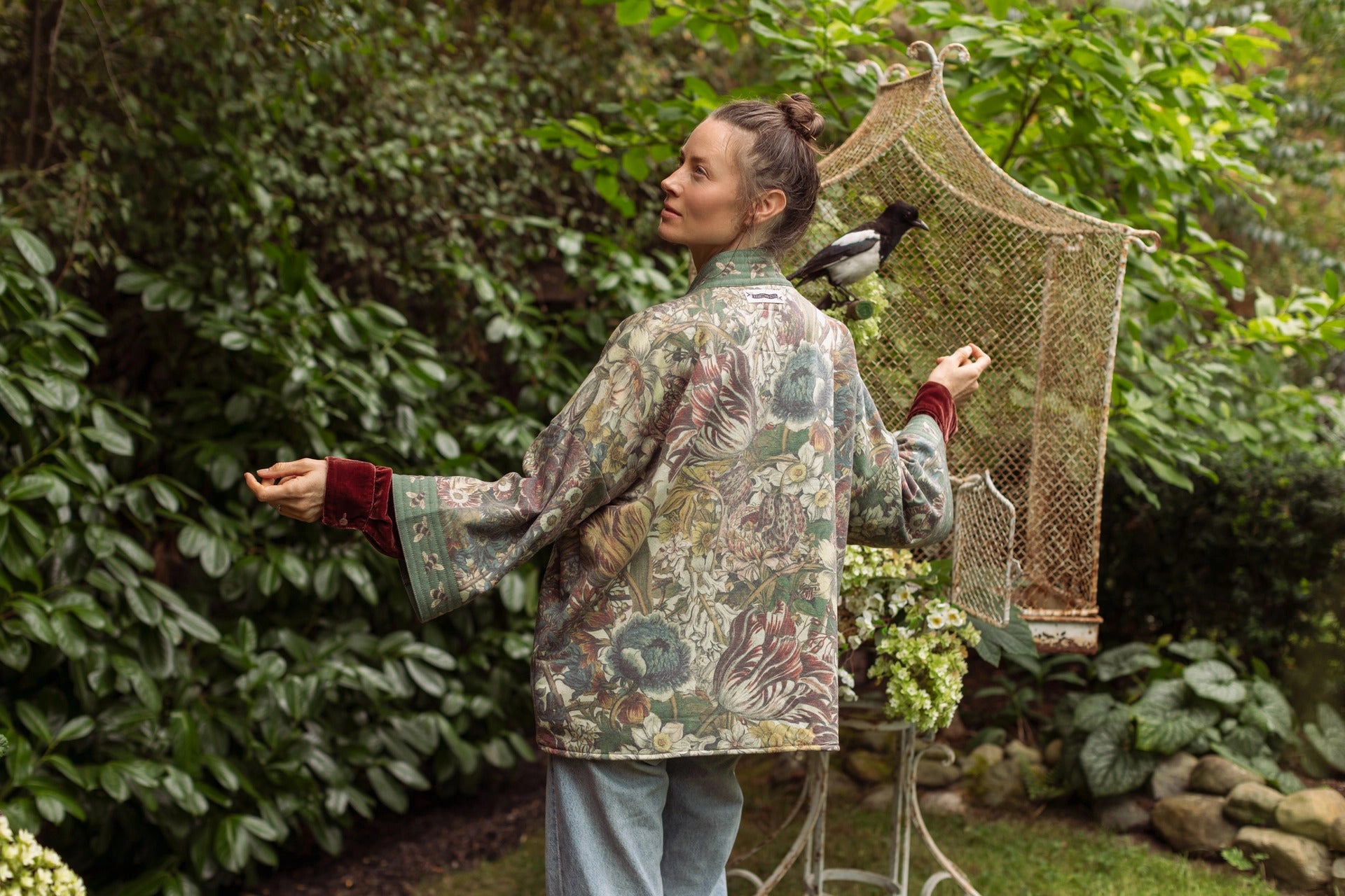 "Love Grows Wild" Fleece Cottage Cardigan Kimono Jacket