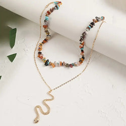 "Ariadne" Snake and Stones Necklace width=100 