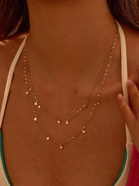 Double Layered Star Chain Necklace