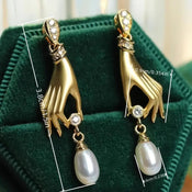 "Daisy" Hand and Pearl Earrings width=100 