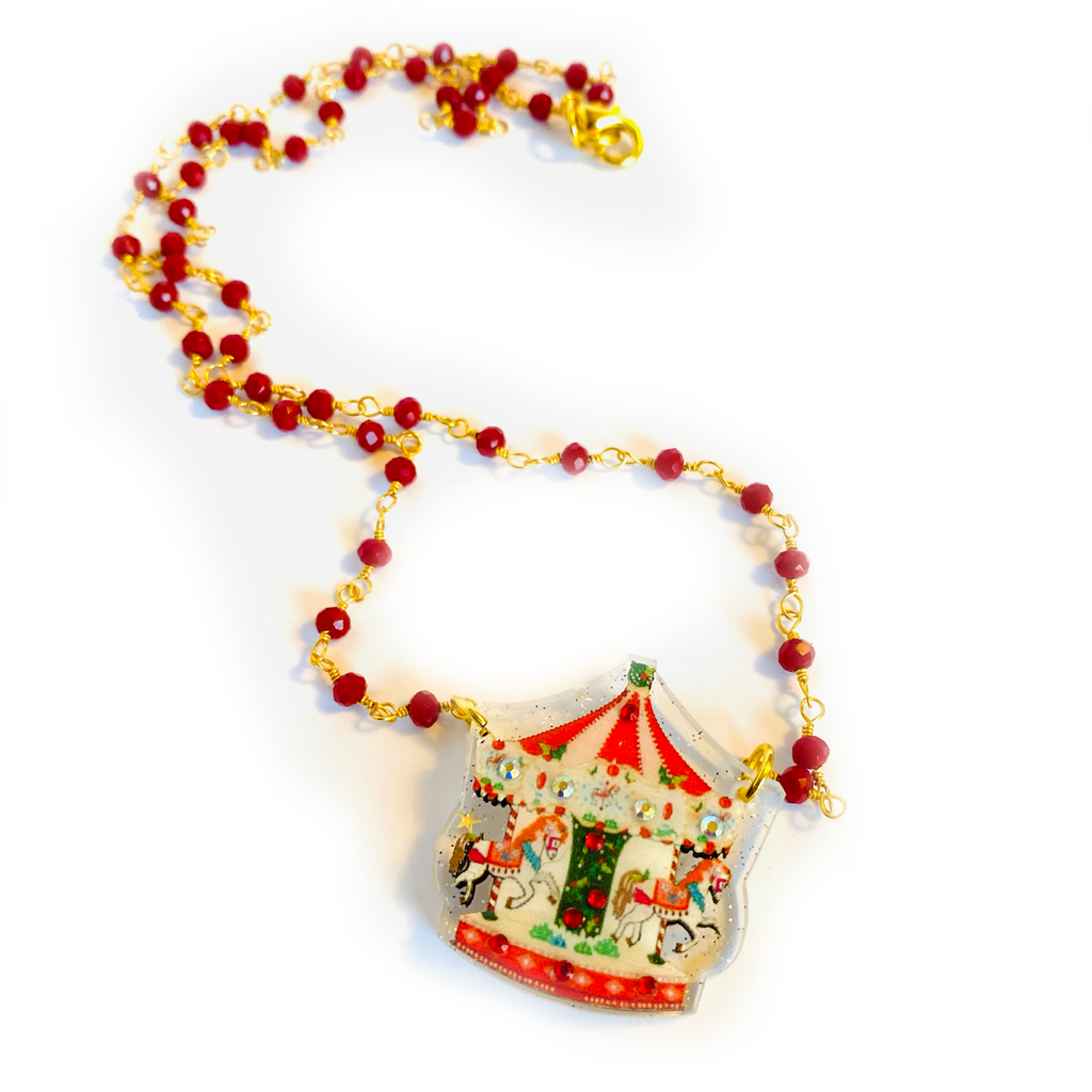 Christmas Carousel Necklace by Rosie Rose Parker-0