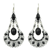 Bohemian Tribal Ethnic Antique Silver Rhinestone Hollow Water Drop Chic Earrings-6 width=100 