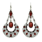 Bohemian Tribal Ethnic Antique Silver Rhinestone Hollow Water Drop Chic Earrings-5 width=100 