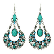 Bohemian Tribal Ethnic Antique Silver Rhinestone Hollow Water Drop Chic Earrings-0 width=100 