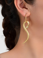 Designer Jewelry Punk Rock Stylish Gold Snake Pendant Pierced Statement Earrings-1 width=100 