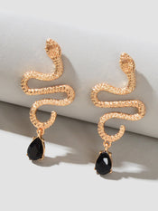 Snake Drop Earrings Dangle Big Green Rhinestone Emerald Charm Stud Punk Jewelry-7 width=100 