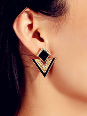 Costume Jewellery Rhinestone Enamel Triangle Geometric Stud Bridal Earrings Gift-1 width=100 