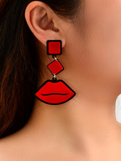Playful Red Lips Pendant Long Stud Earrings Teenager's Expressive Fun Jewellery-1 width=100 