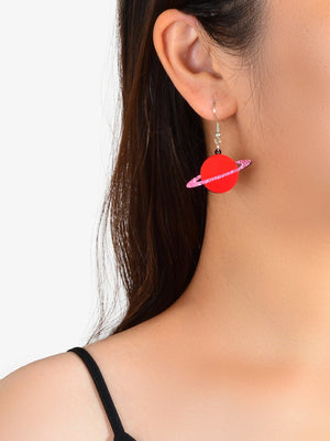 Party Decoration Women Red Resin Acrylic Planet Dangle Earrings Ear Jewellery-1