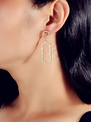 Luxurious Rhinestone Decor Geometric Dangle Earrings Good Quality Accessories-1