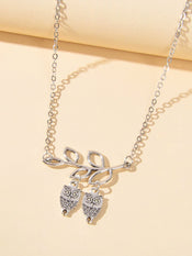Fashion Designer Silver Chain Lover Owl Branch Necklace Female Accessories Gift-1 width=100 
