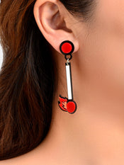 Asymmetrical Personality Accessories Red Acrylic Match Pendant Pierced Earrings-1 width=100 