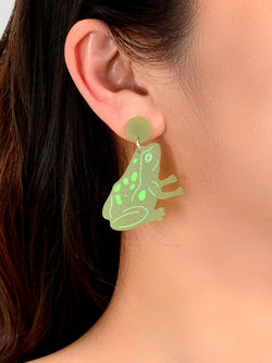 Y2k Style Green Acrylic Cute Frog Dangle Earrings Girls Personality Accessories-1 width=100 