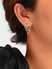 Silver Snake Stud Punk Gothic Earrings Gifts Teens Girls Jewellery Accessories-1 width=100 