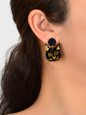 Party Jewellery Gift Black Beige Acrylic Dangle Cute Animal Cartoon Cat Earrings-1 width=100 