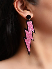 Sparkling Stylish Acrylic Lightning Statement Long Pendant Dangle Party Earrings-1 width=100 