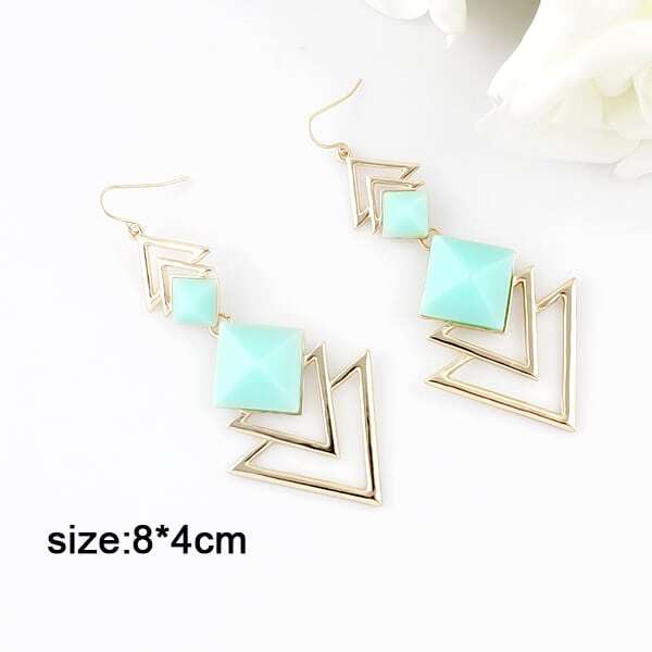 Trendy Jewellery Pink Blue Acrylic Triangle Geometric Earrings Wholesale Price-2