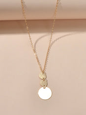 Unique Gold Chain Geometric Round Disc Minimalist Charm Necklace Trendy Jewelry-1 width=100 