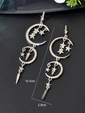 Starry Nights Long Earrings with Multiple Star Moon Pendants Celestial Glamour-2 width=100 